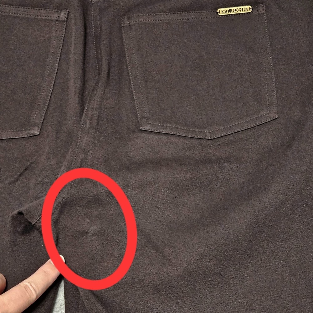 St. John Capri Trouser Pant Women's Size‎ 12 Brown 5 Pocket Casual USA MADE FLAW - Picture 8 of 10